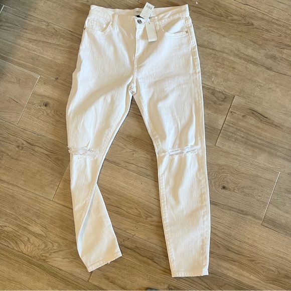 Current Elliot The High Waist Stiletto 2 Year Destroy White Denim Jeans 27 NWT - Picture 2 of 5